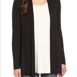 Eileen fisher black linen cardigan